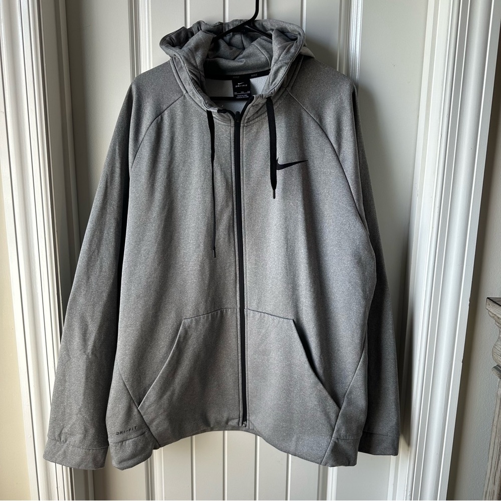 Nike Men's Gray Full-Zip Hoodie Jacket Dri-Fit